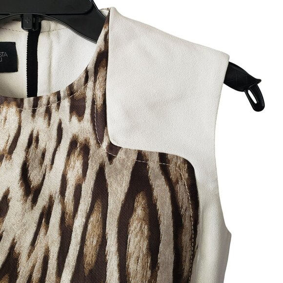 Giambattista Valli White Leopard Print Mini Sleeveless Sheath Dress Y2K Work - Picture 13 of 16